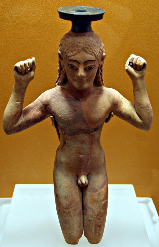 699 art grec Bouteille à parfum en forme d'athlète vers 540 av. notre ère Céramique.jpg