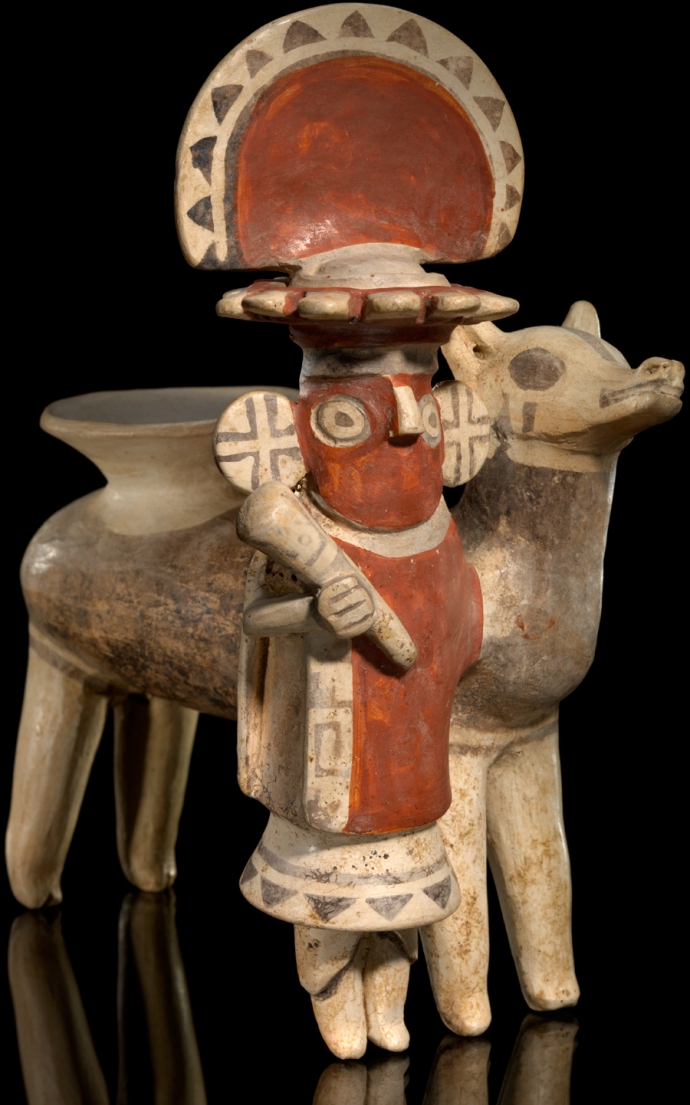 +890 art péruvien Recuay effigy vessel depicting an Andean leader and a llama AD 900–1300 Recuay,Ancash, Peru.jpg
