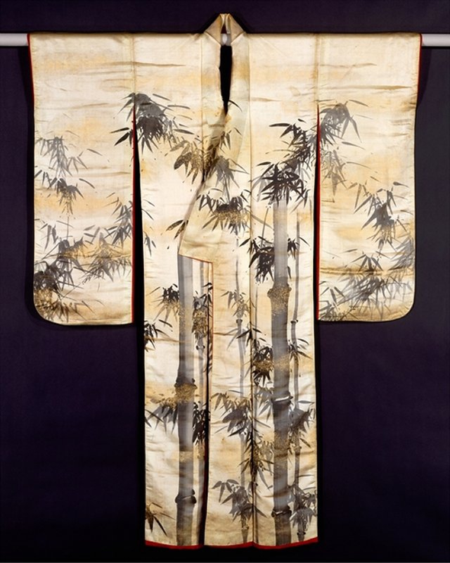 391 Gion Nankai 1677–1751 Overrobe Uchikake with Bamboo Edo period first half of the 18th century Ink and gold powder on silk satin.jpg