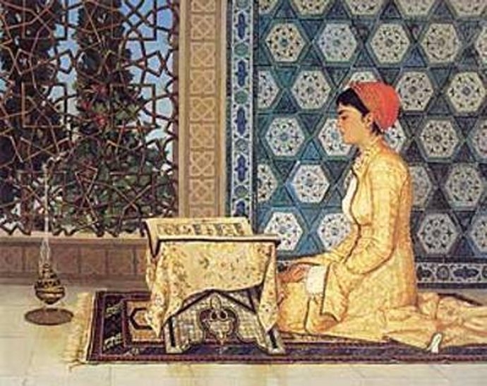 29b Osman Hamdi bey Jeune fille lisant le Coran  1880..jpg