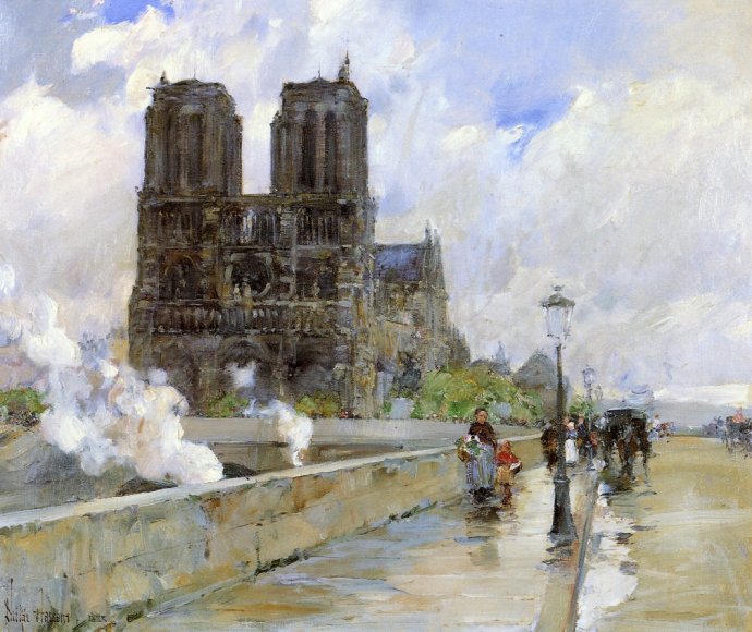 ++1504 Frederick Childe Hassam Notre Dame Cathedral, Paris, 1888.jpg