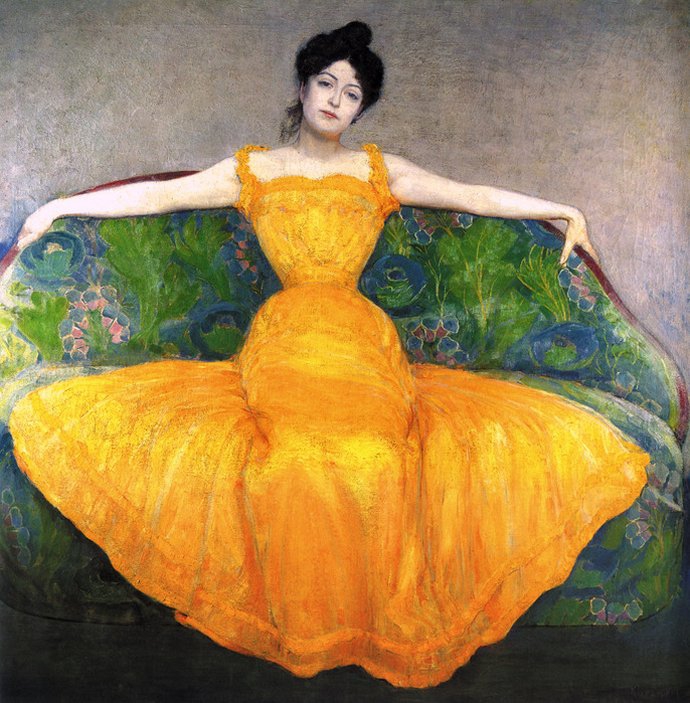 +359 Max Kurzweil Woman in a Yellow Dress, 1899.jpg