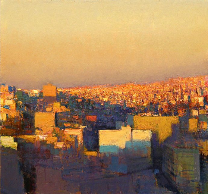 +1647 Andrew Gifford, View from the Wild Jordan Cafe Looking North East, Sunset Study, 2011.JPG