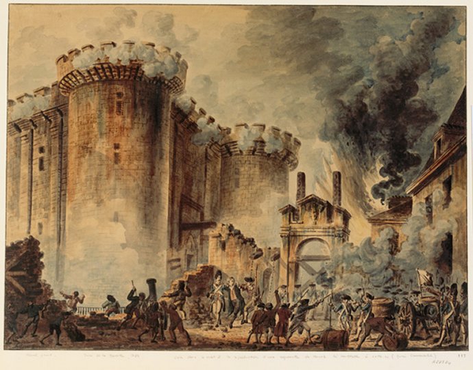 ++Jean-Pierre Houël (1735-1813), La Bastille dans les premiers jours de sa démolition, aquarelle réalisée en 1789.jpg