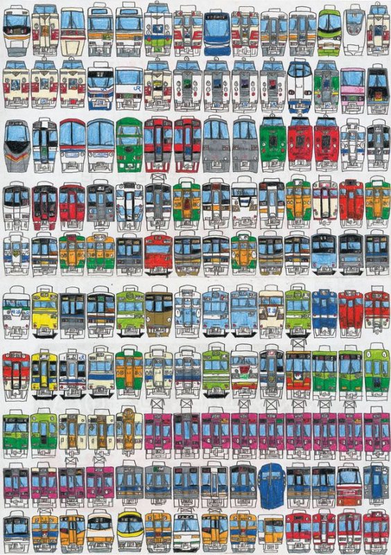+742 Hidenori Motooka Trains 3, 1995 mine de plomb et crayon de couleur sur papier 36,5 x 26 cm.jpg