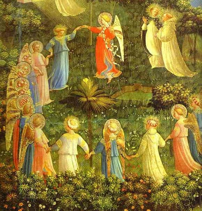 07 Fra Angelico. Guido di Pietro. The Last Judgement. Detail The Blessed. c. 1431. Tempera on wood. 105 x 210 cm. Museo di San Marco, Florence, Italy..jpg