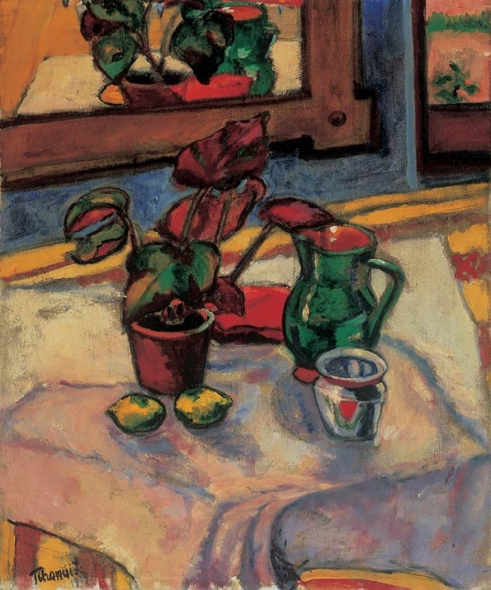 + 2791 Still life with potted flowers   -   Lajos Tihanyi, 1909.jpg